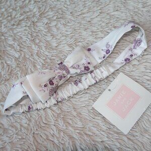 Janie and Jack Baby Floral Bow Soft Headband White Purple, New With Tags, NWT